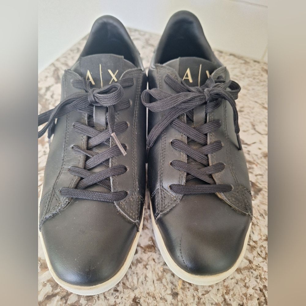A/X Armani Exchange Women's Sneakers Size 9 - Used Black Leather Sports Shoes